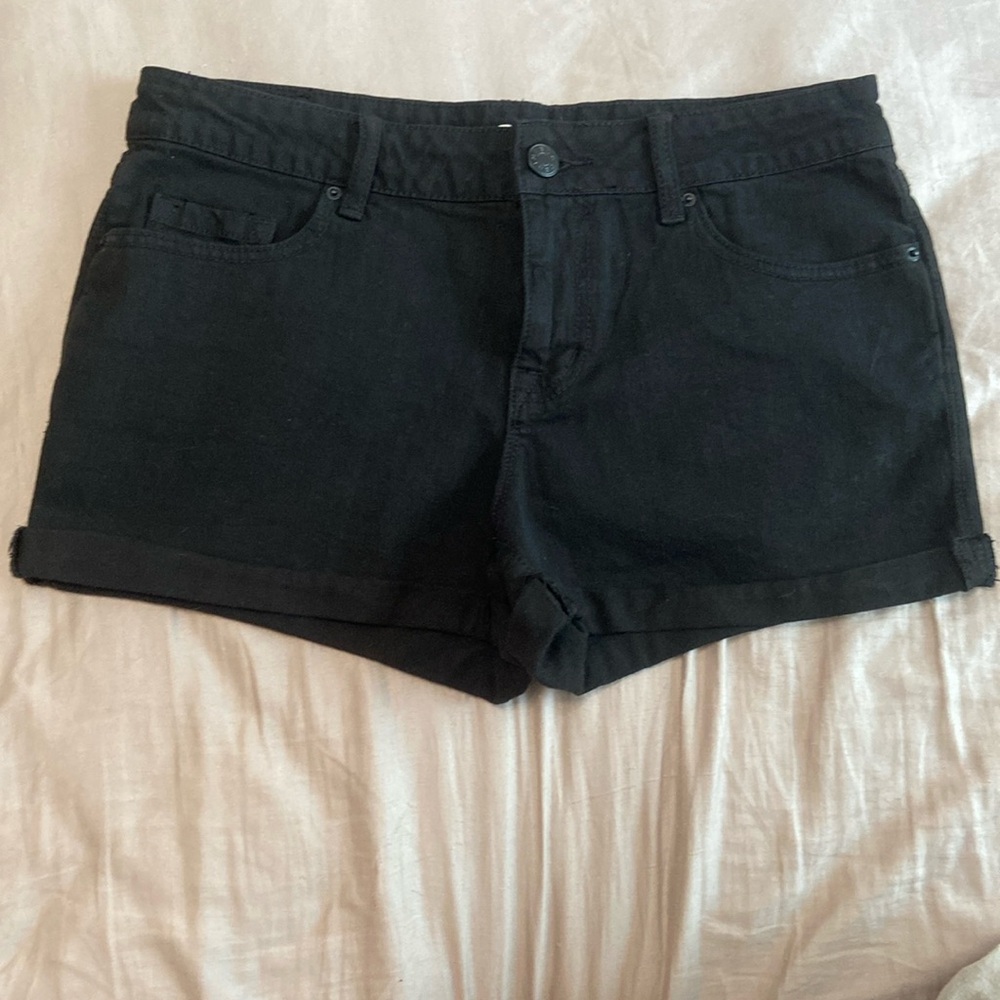BDG black denim shorts